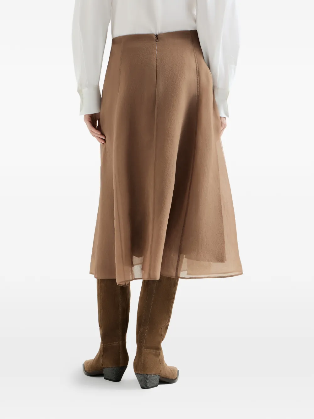 Brunello Cucinelli Zijden ronde rok Beige