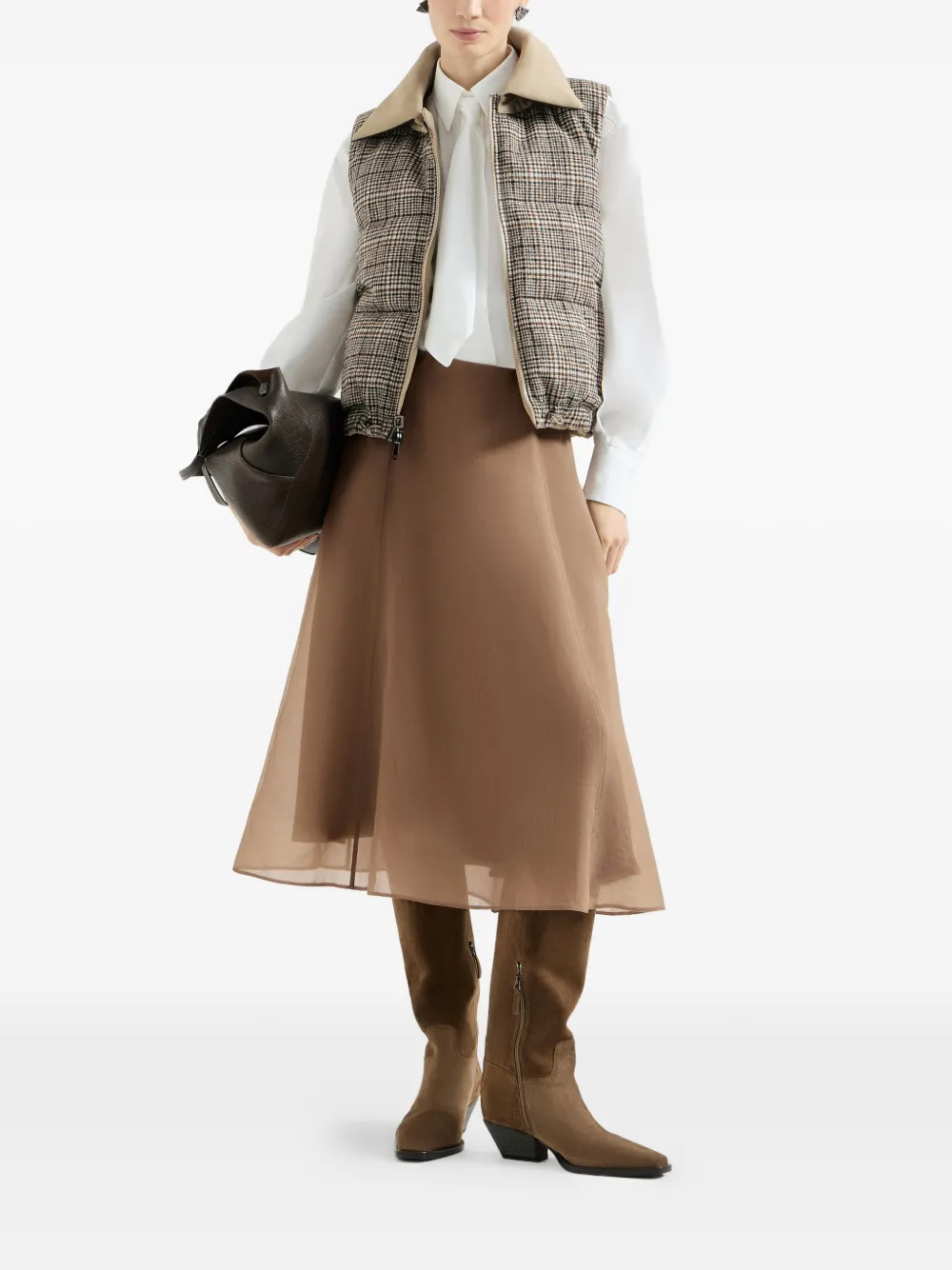 Brunello Cucinelli Zijden ronde rok Beige