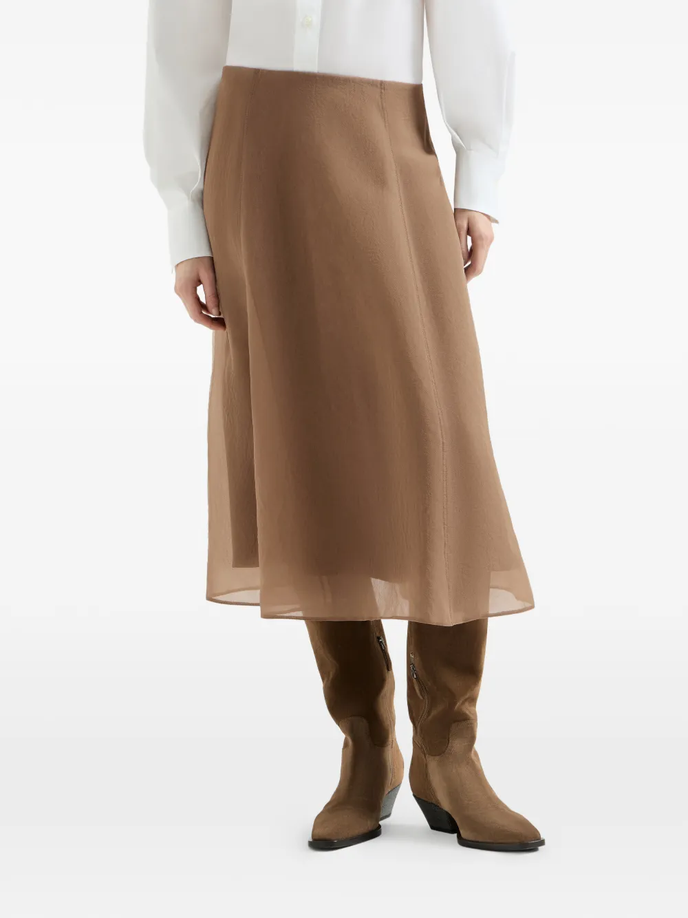 Brunello Cucinelli Zijden ronde rok Beige