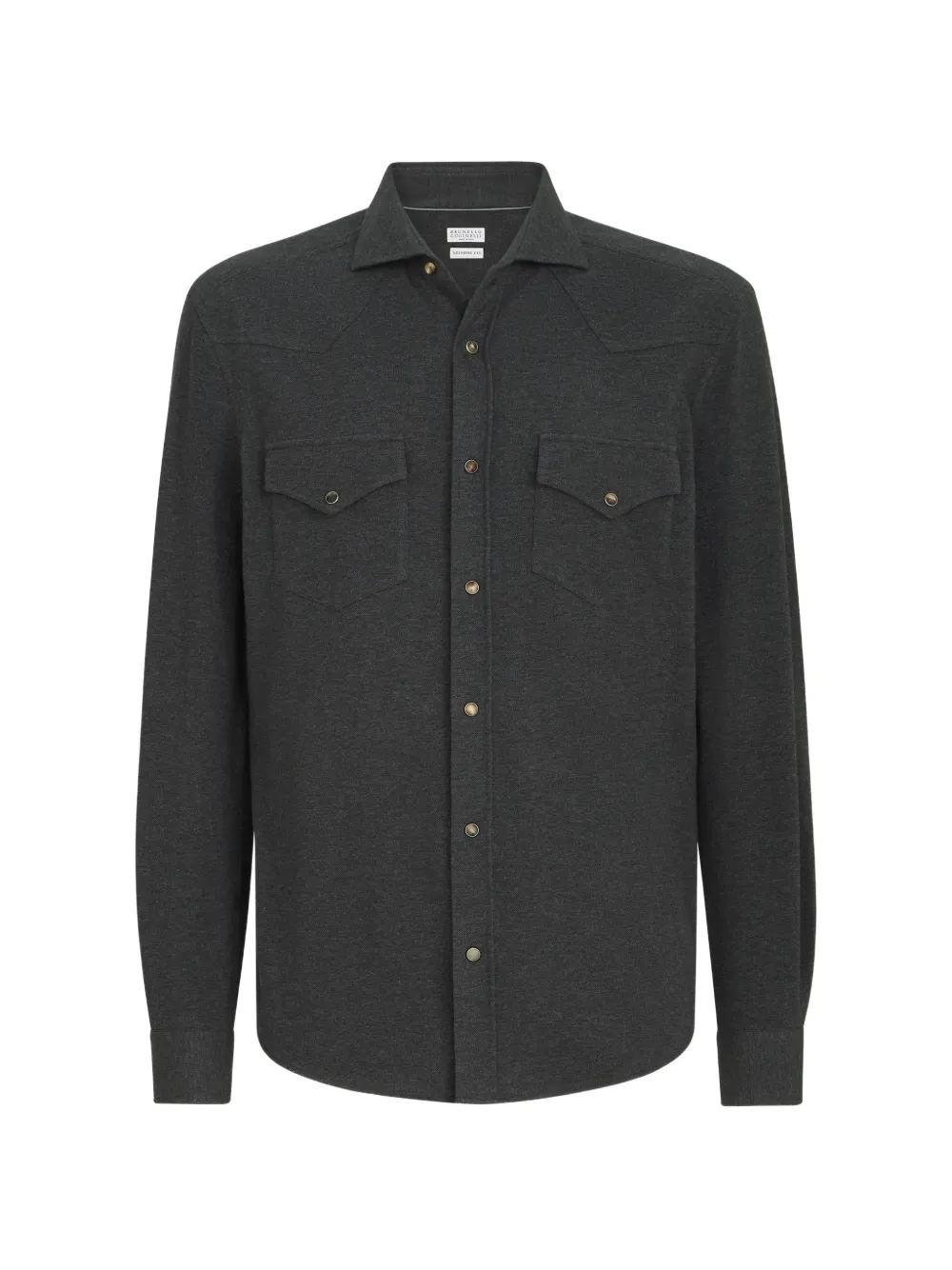 Brunello Cucinelli cotton-piqué Western shirt - Grey