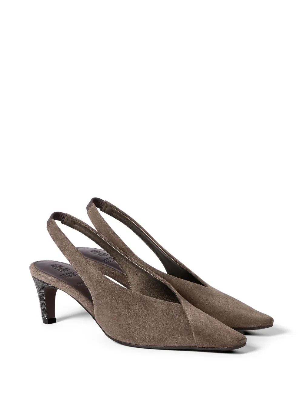 Brunello Cucinelli Suède slingback pumps Bruin