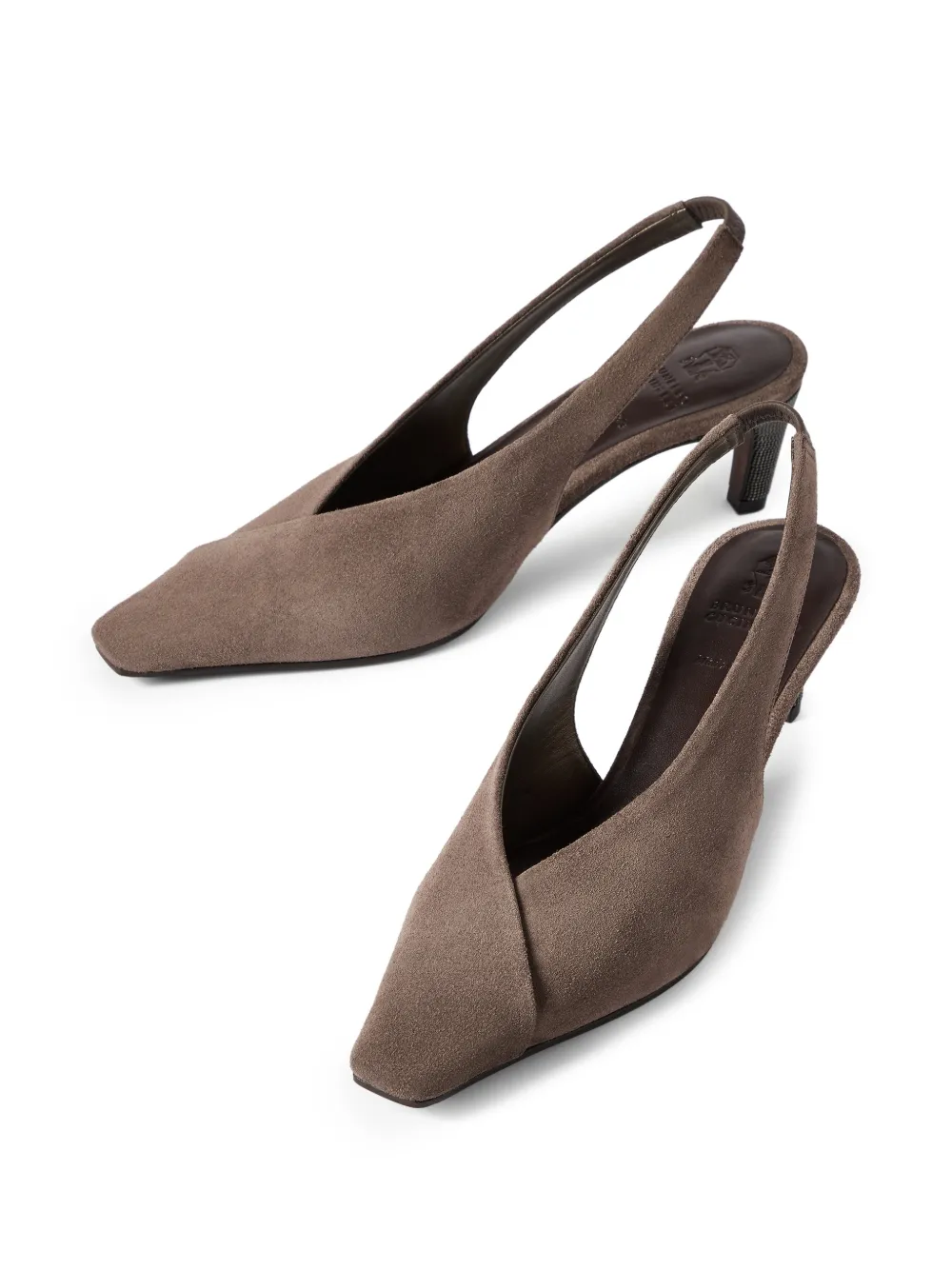 Brunello Cucinelli Suède slingback pumps Bruin