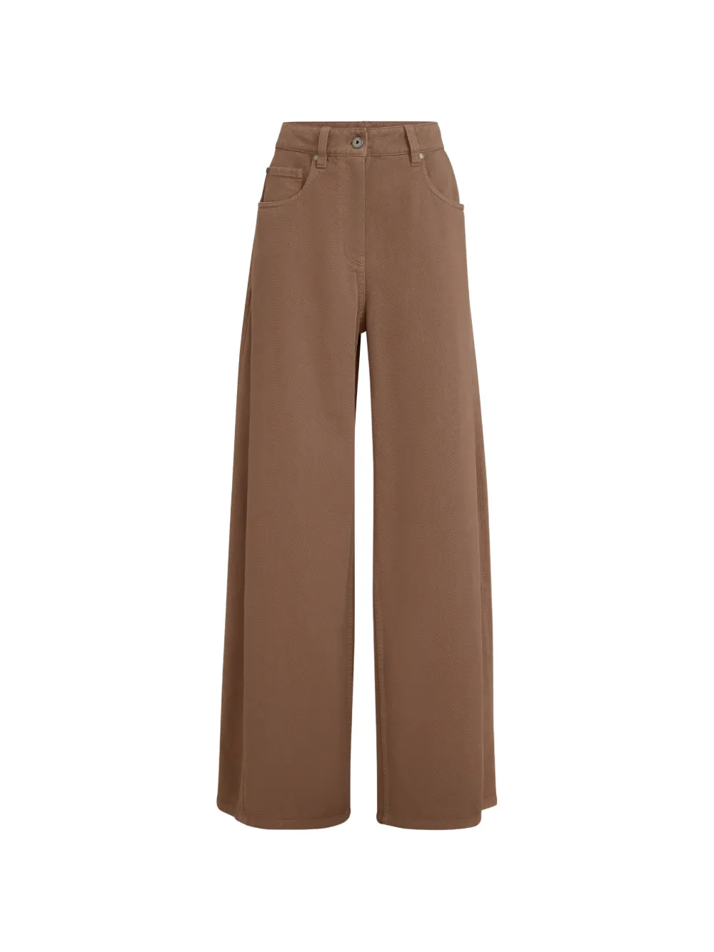 Brunello Cucinelli dyed denim wide trousers with monili - Braun