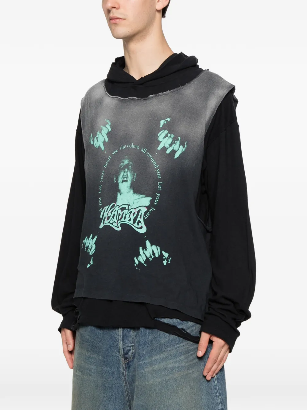 KAMIYA Hoodie met print Zwart