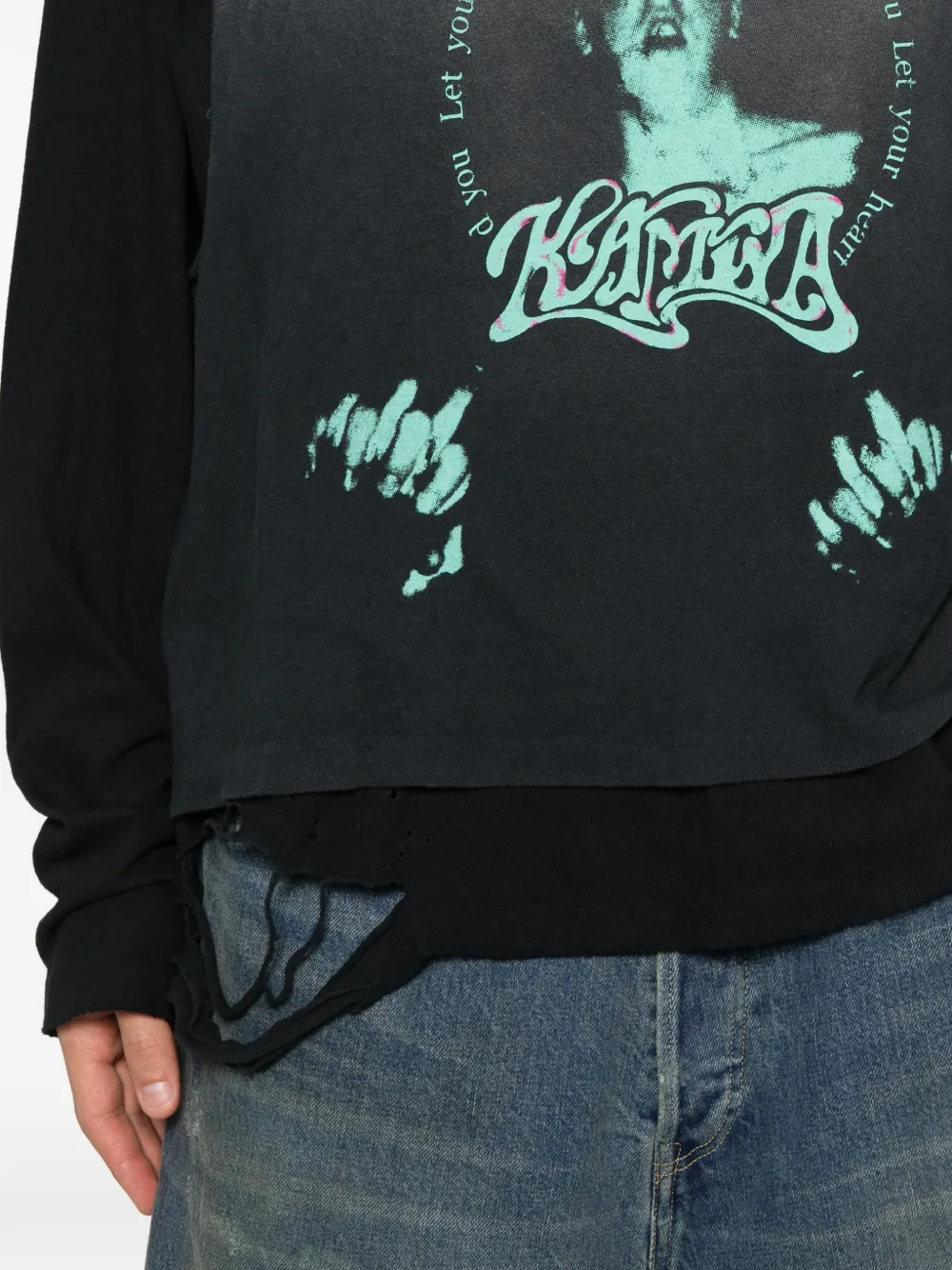 KAMIYA Hoodie met print Zwart