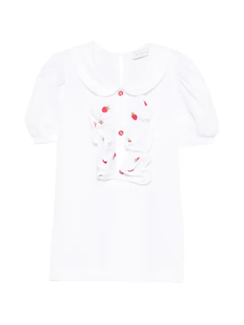 Monnalisa t-shirt à volants et motif de fraise brodé