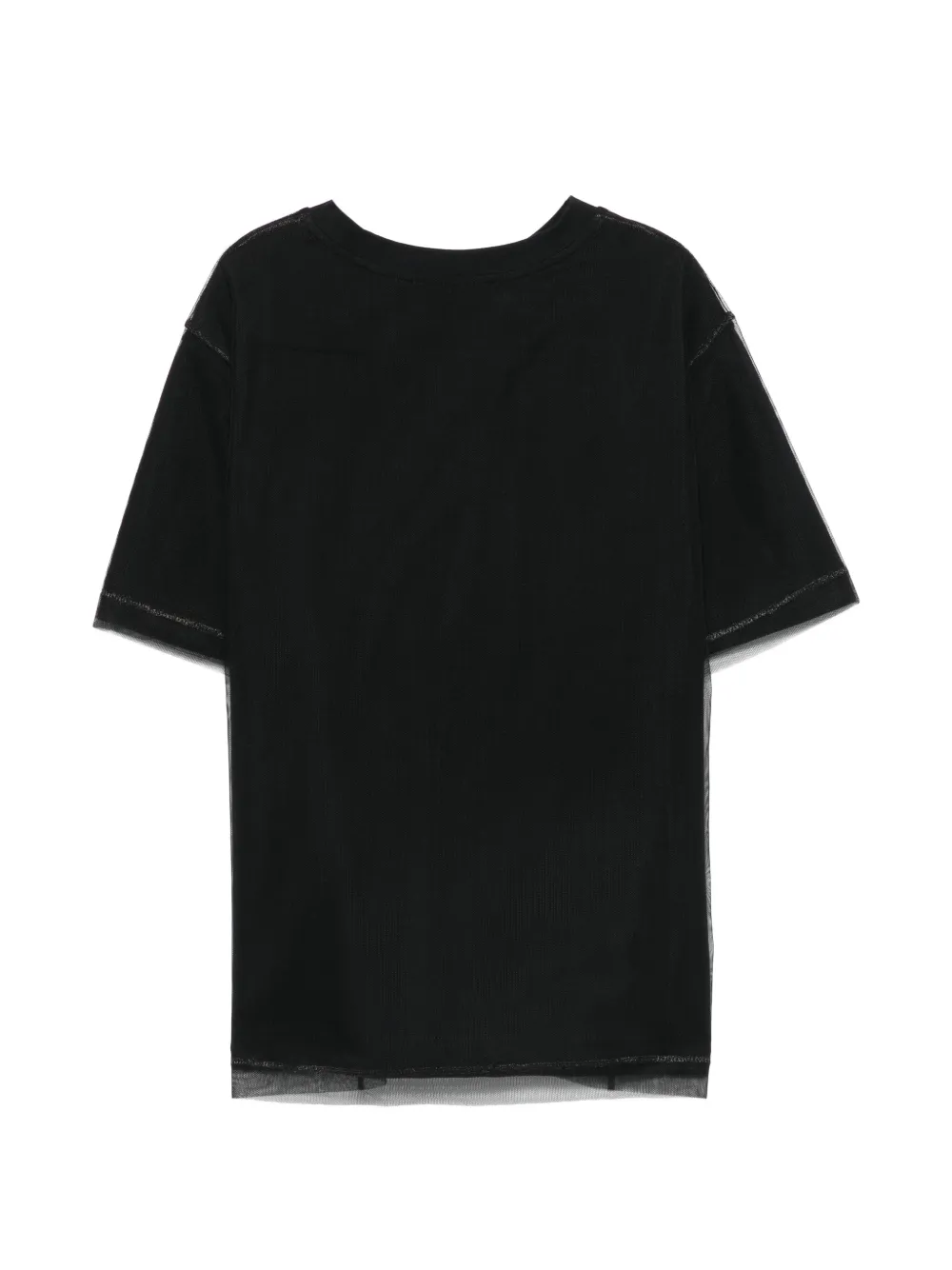 Elisabetta Franchi La Mia Bambina T-shirt met mesh en logo van stras Zwart