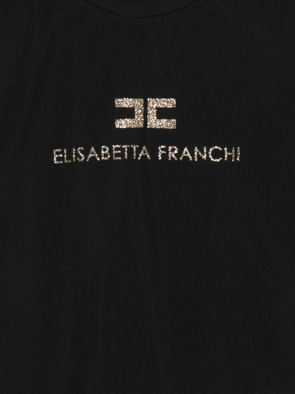 Elisabetta Franchi La Mia Bambina T-shirt met mesh en logo van stras Zwart