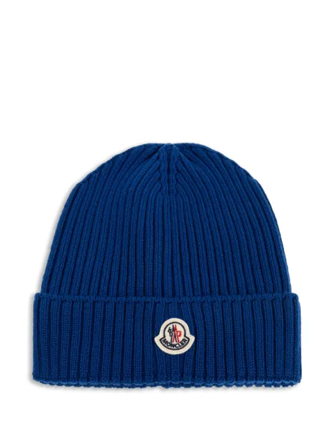 Moncler Enfant gorro tejido de canalé con parche del logo