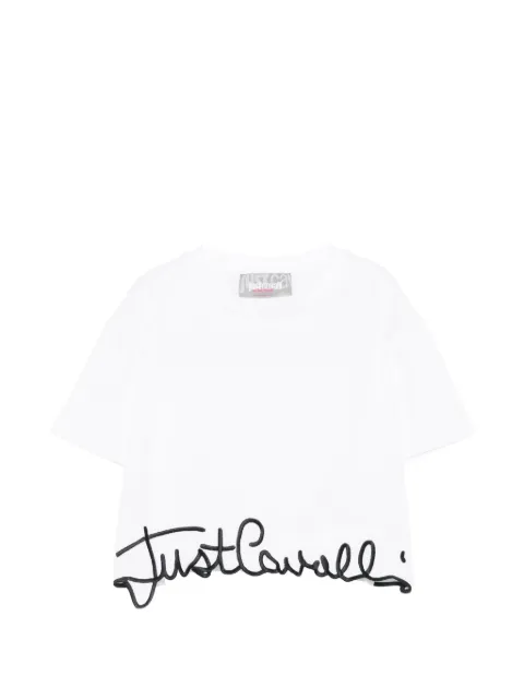Just Cavalli logo-patch cropped T-shirt