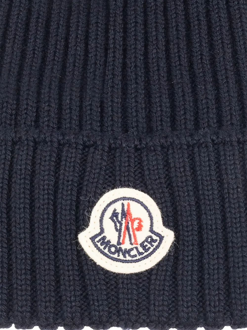 Moncler Enfant Ribgebreide muts met pompon Blauw