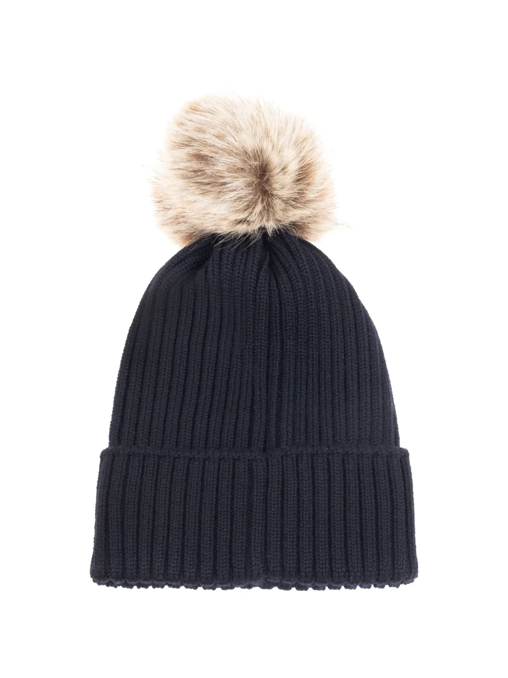 Moncler Enfant Ribgebreide muts met pompon Blauw