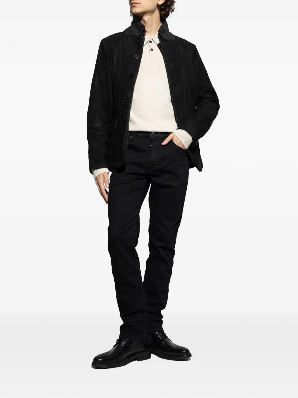 AllSaints Survey gelaagd suède jack Zwart