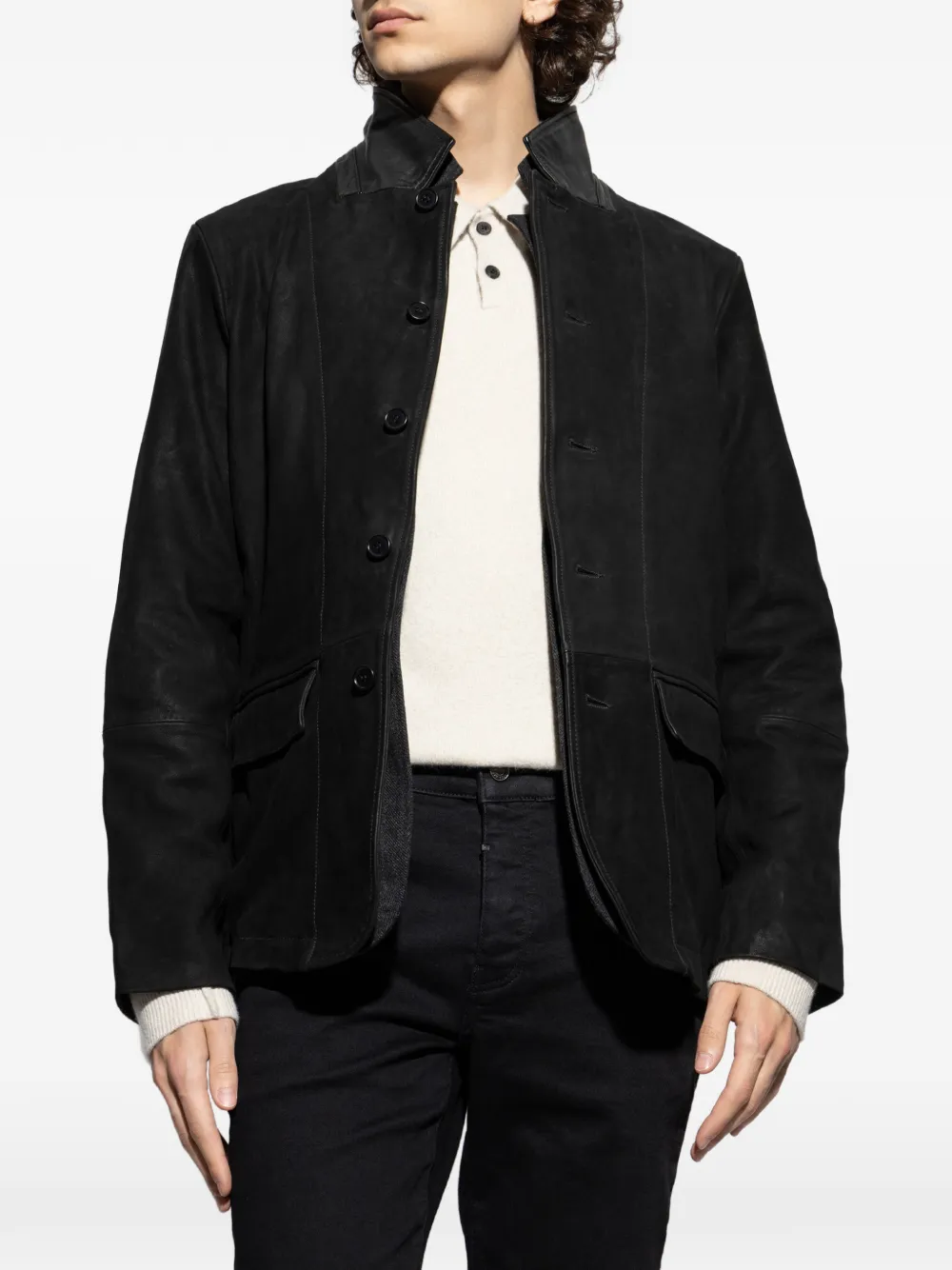 AllSaints Survey gelaagd suède jack Zwart