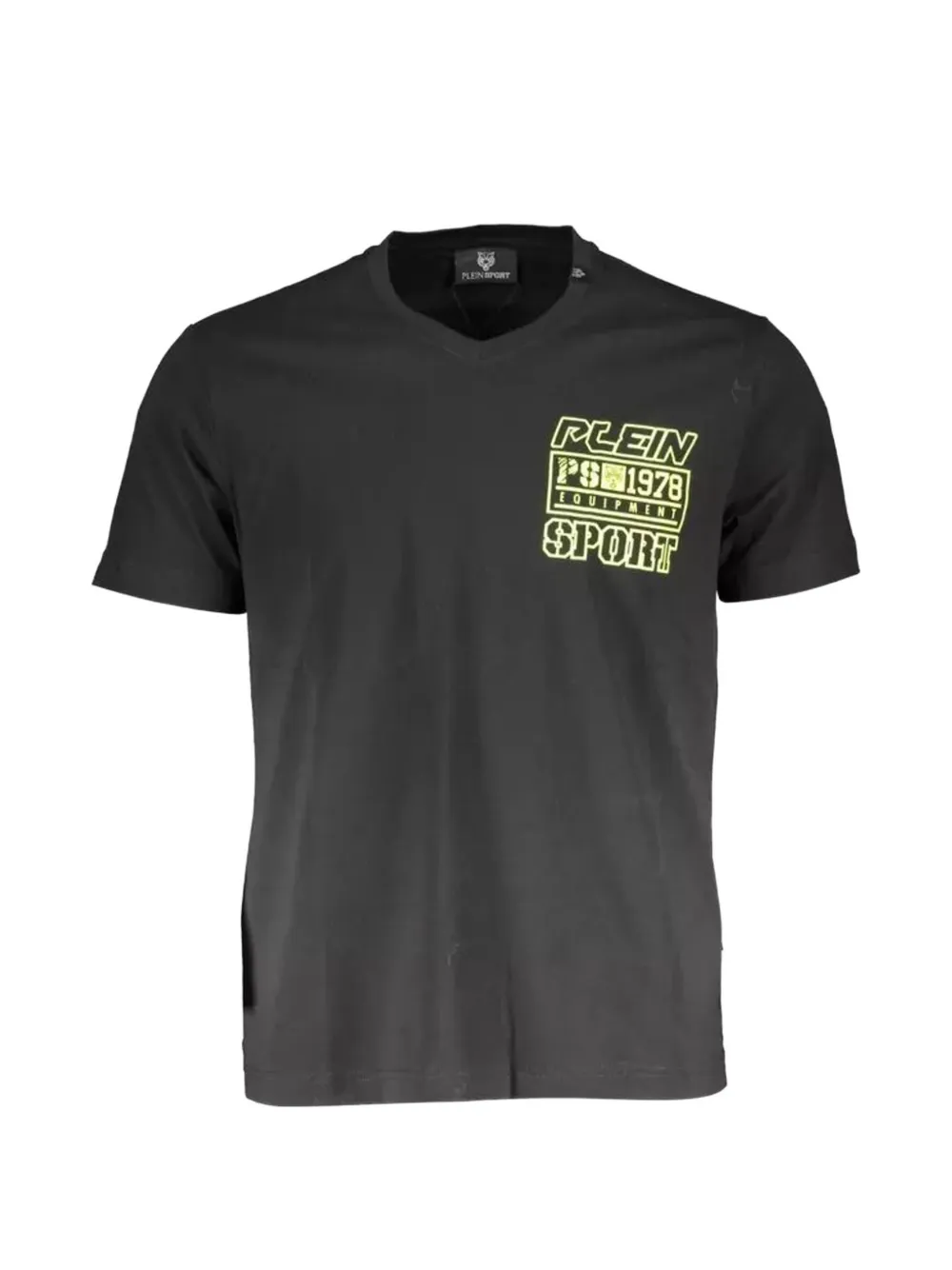 Plein Sport logo-print V-neck cotton T-shirt - Schwarz