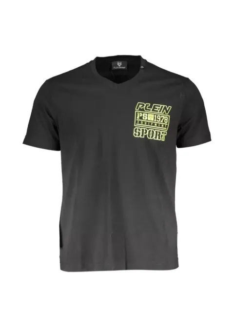 Plein Sport logo-print V-neck cotton T-shirt