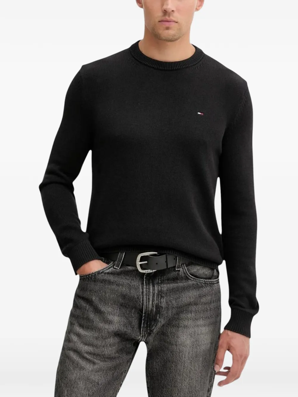 Tommy Jeans logo-patch cotton sweater - Schwarz