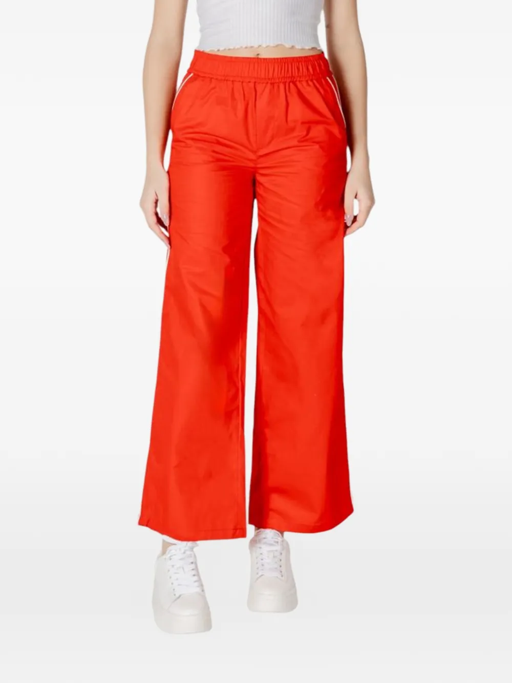 ONLY side-stripe wide-leg cotton track pants - Rosso