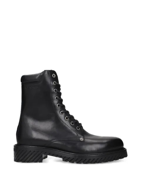 Off-White lace-up leather boots