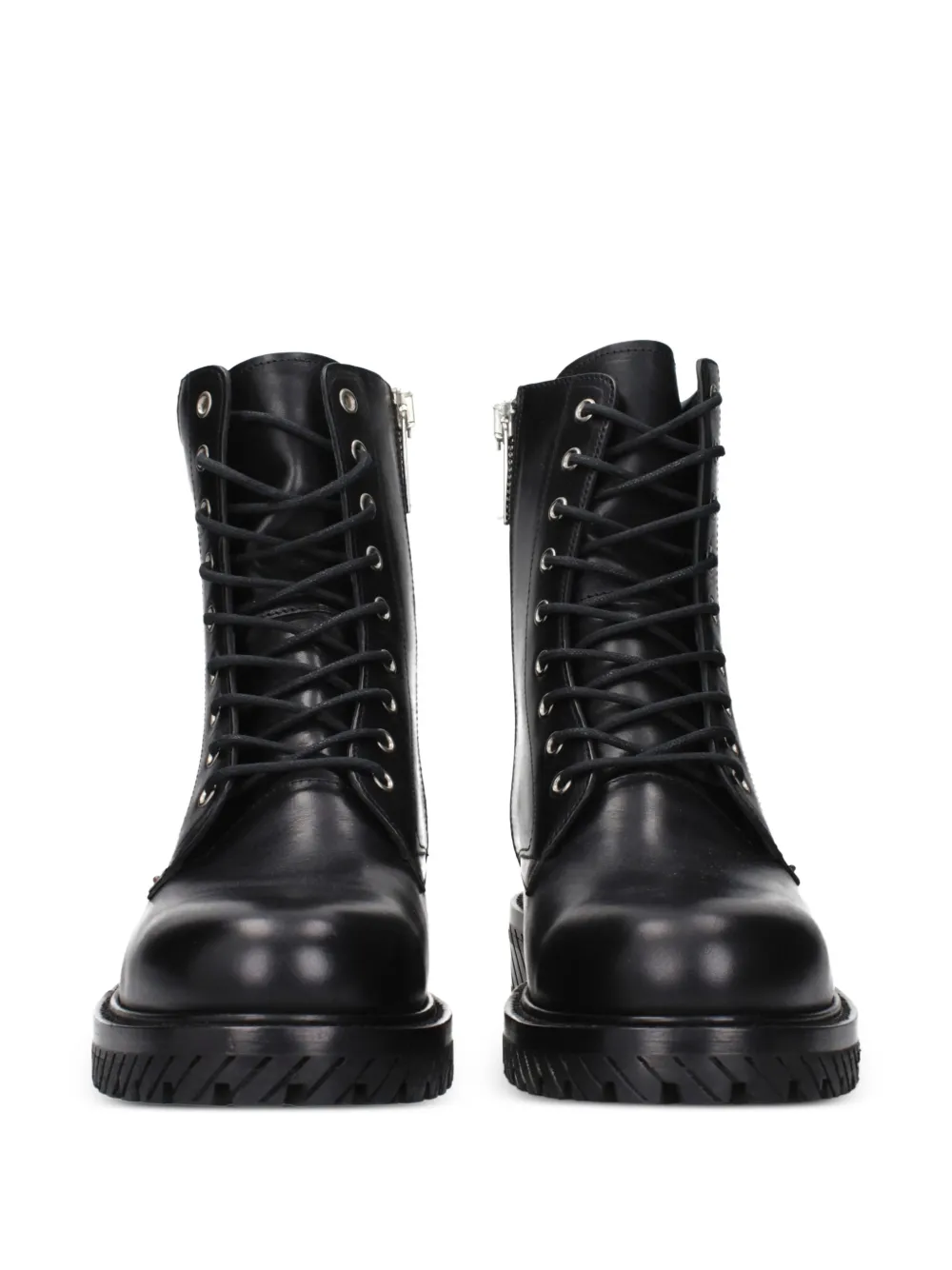 Off-White lace-up leather boots Zwart