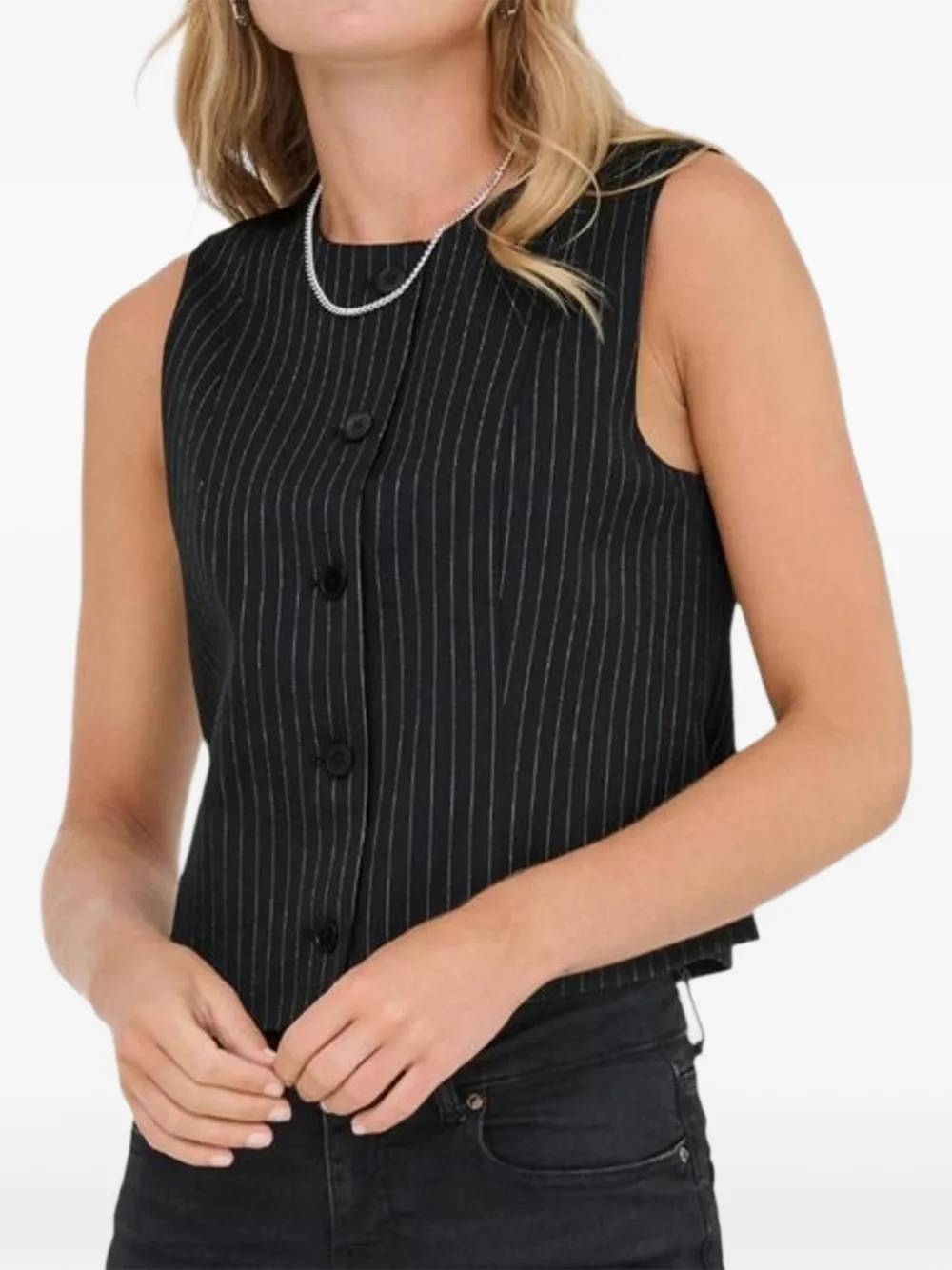 ONLY Onmalena-Reina pinstripe waistcoat - Nero
