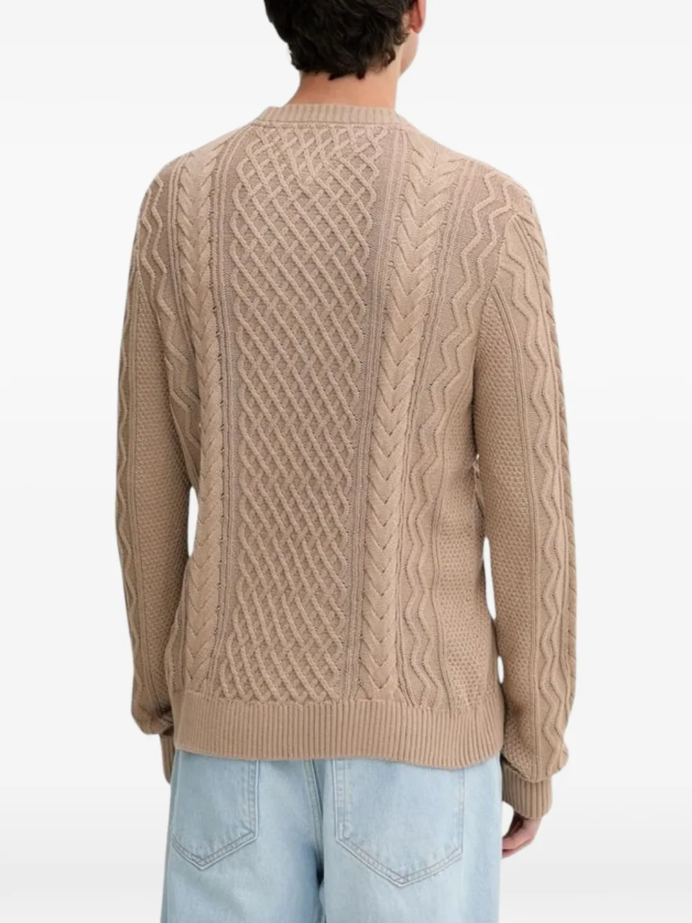 Tommy Jeans Kabelgebreide trui met ronde hals Beige
