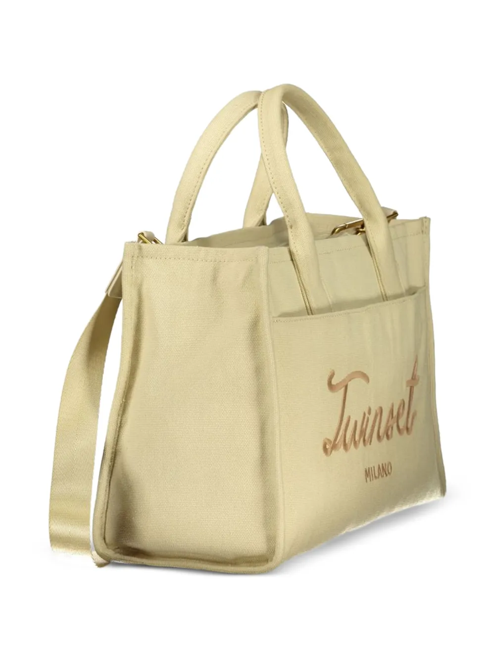 TWINSET Shopper met geborduurd logo Beige