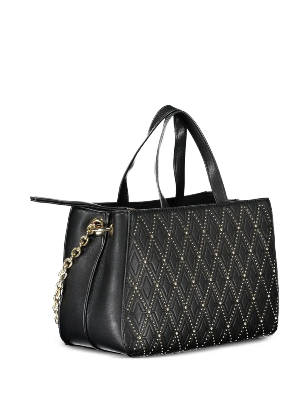 MARIO VALENTINO Shopper verfraaid met studs en diamantvormige voering Zwart