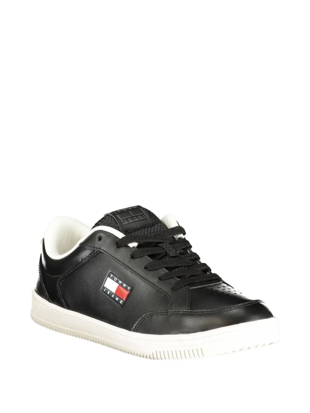 Tommy Hilfiger logo-patch perforated sneakers Zwart