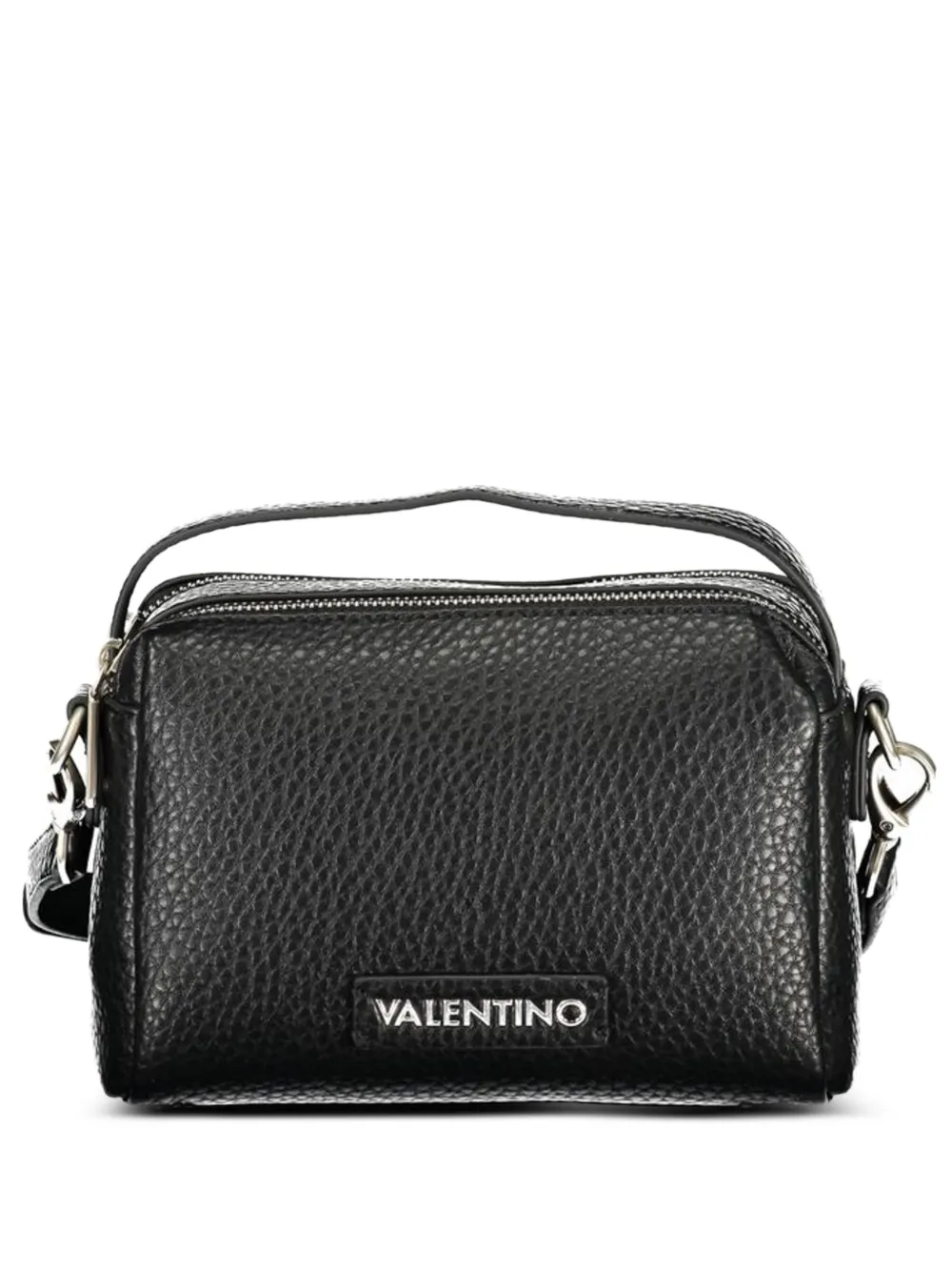 MARIO VALENTINO pebbled-texture logo-patch bag - Nero