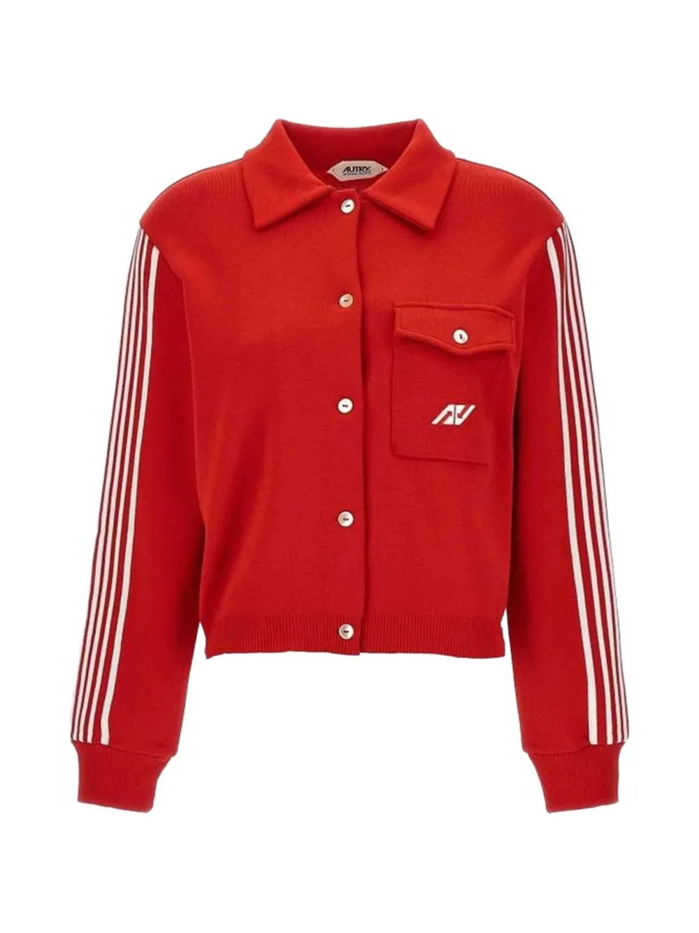 Autry side-stripe button-up cardigan - Rosso
