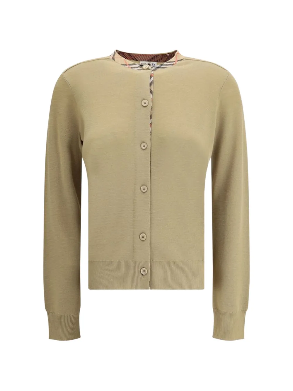 Burberry check-trim cotton cardigan - Nude