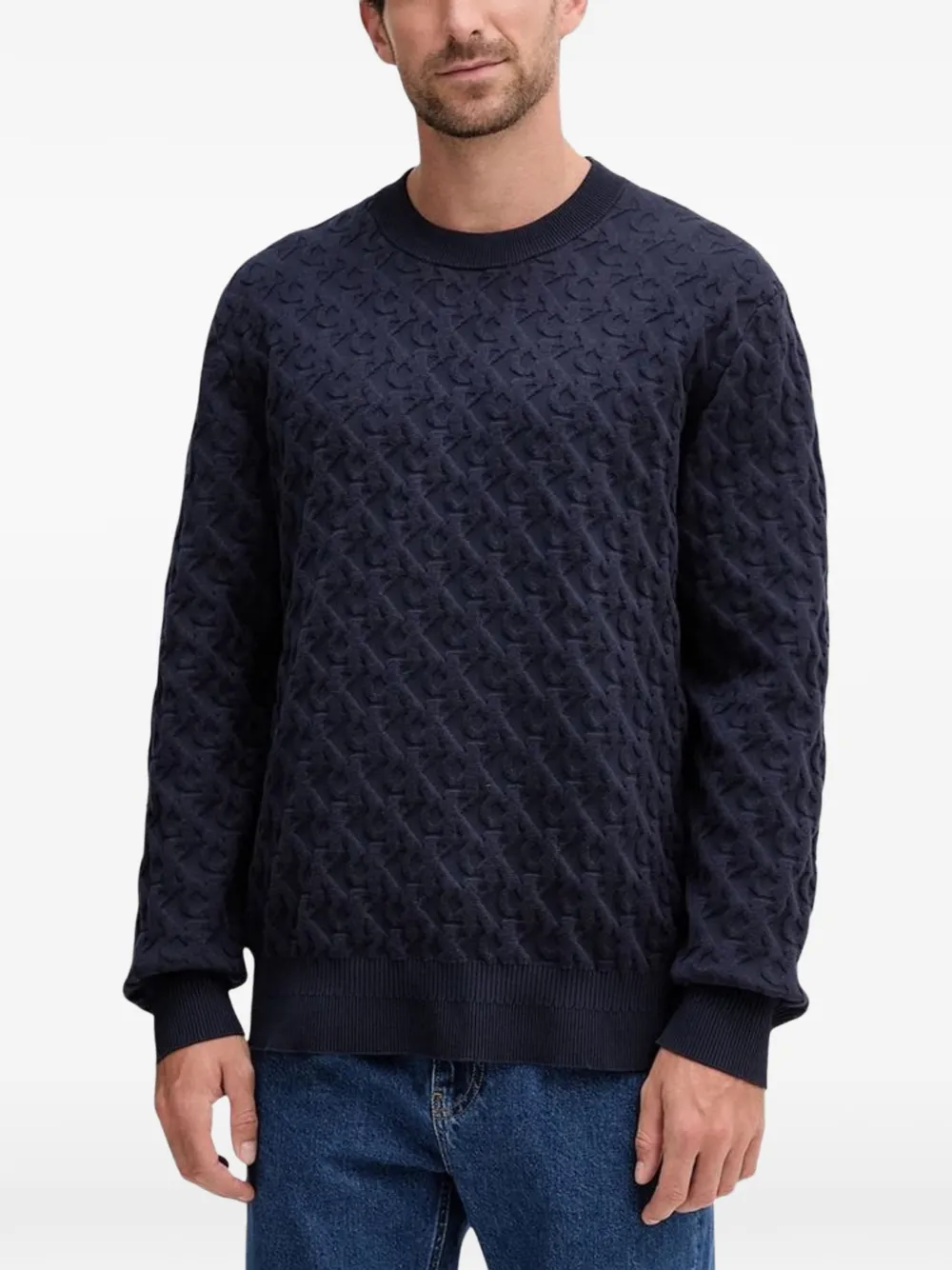 Calvin Klein Jeans monogram-pattern sweater - Blu