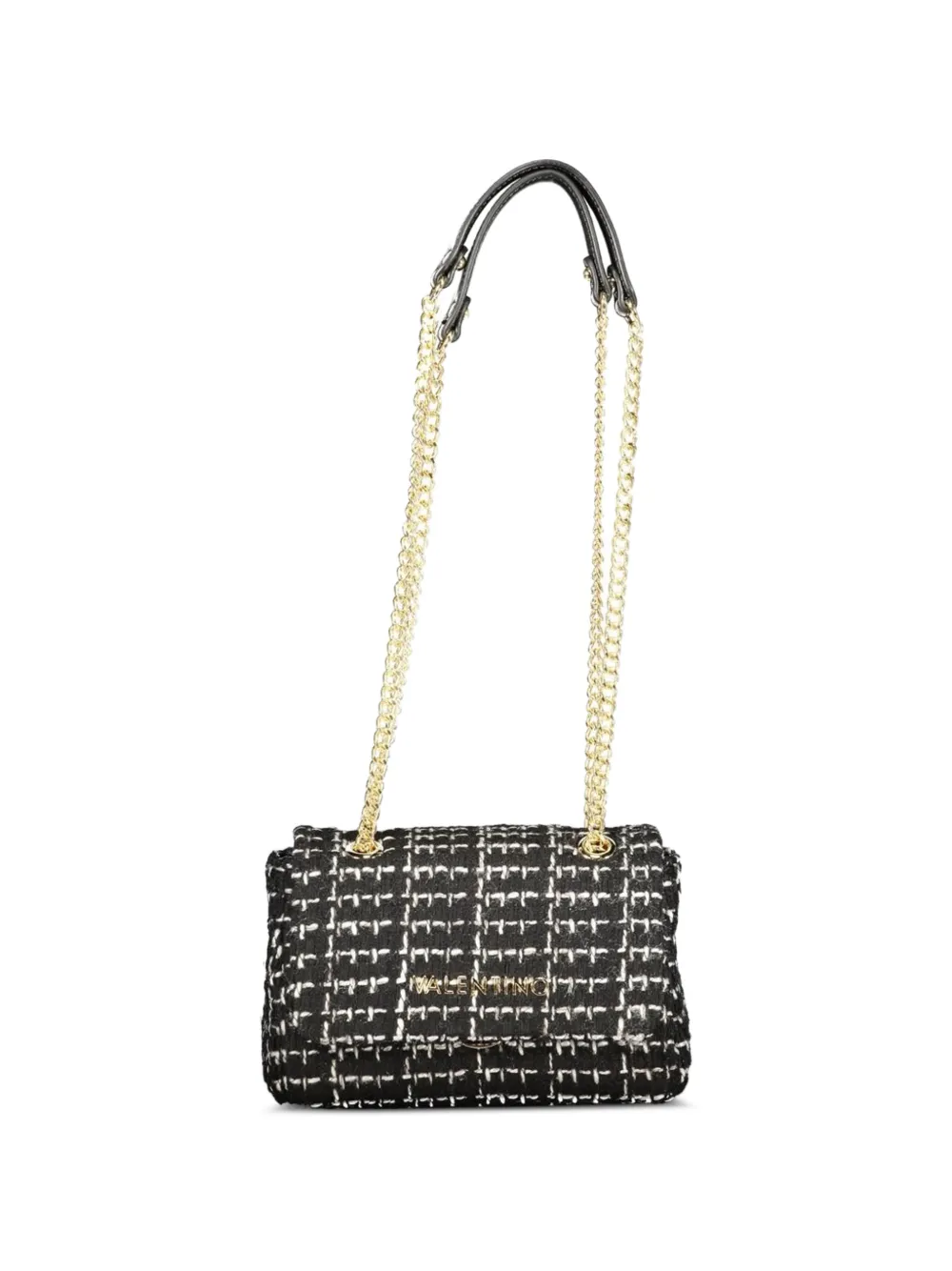 MARIO VALENTINO tweed check-print shoulder bag - Nero