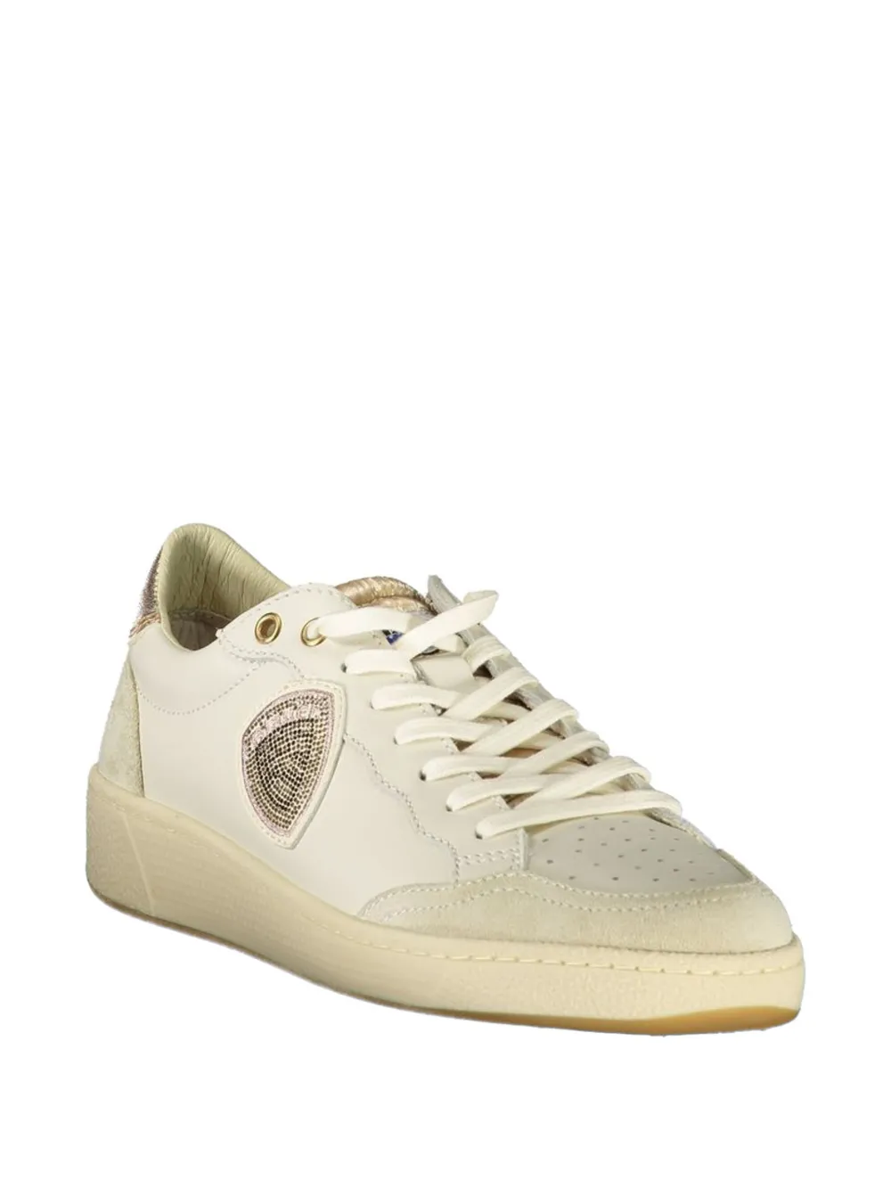 Blauer crystal-embellished perforated sneakers Beige