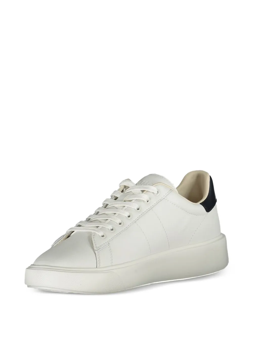 Blauer Leren sneakers met logopatch Wit