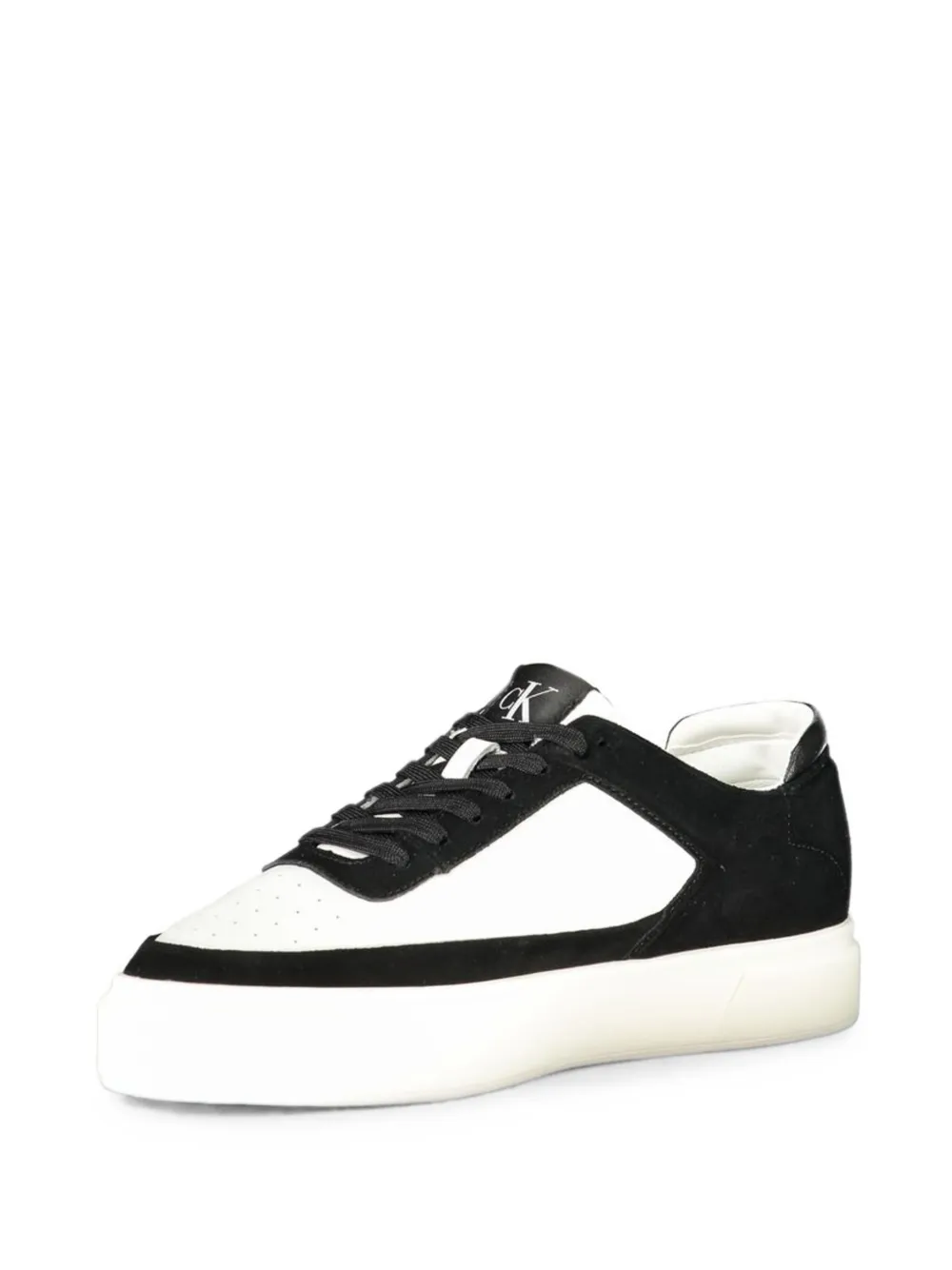 Calvin Klein Leather and suede signature panelled platform sneakers Wit