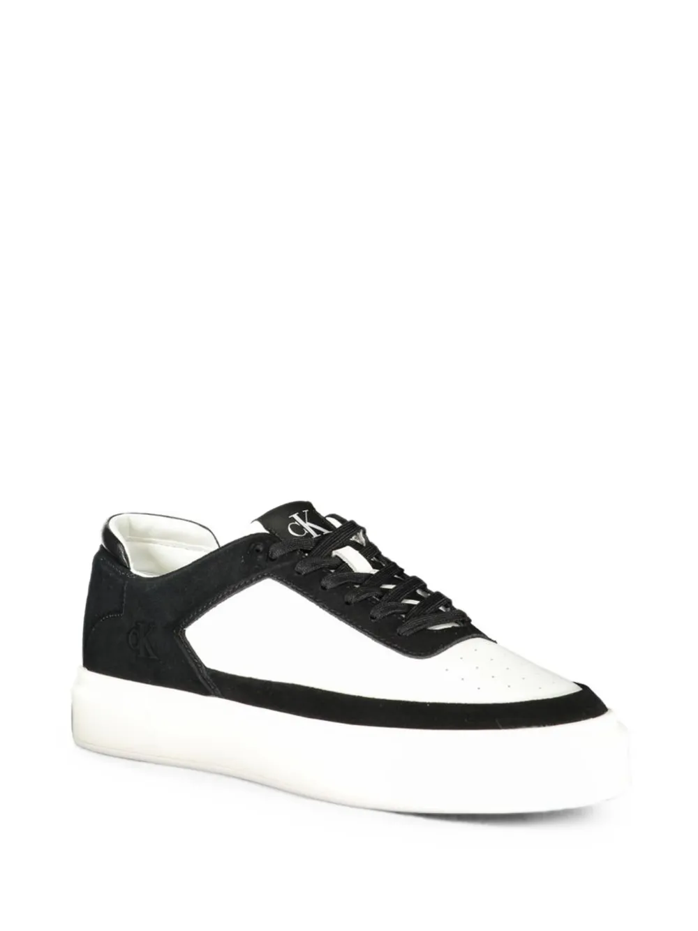 Calvin Klein Leather and suede signature panelled platform sneakers Wit
