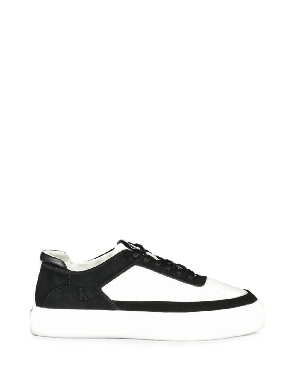 Calvin Klein Leather and suede signature panelled platform sneakers