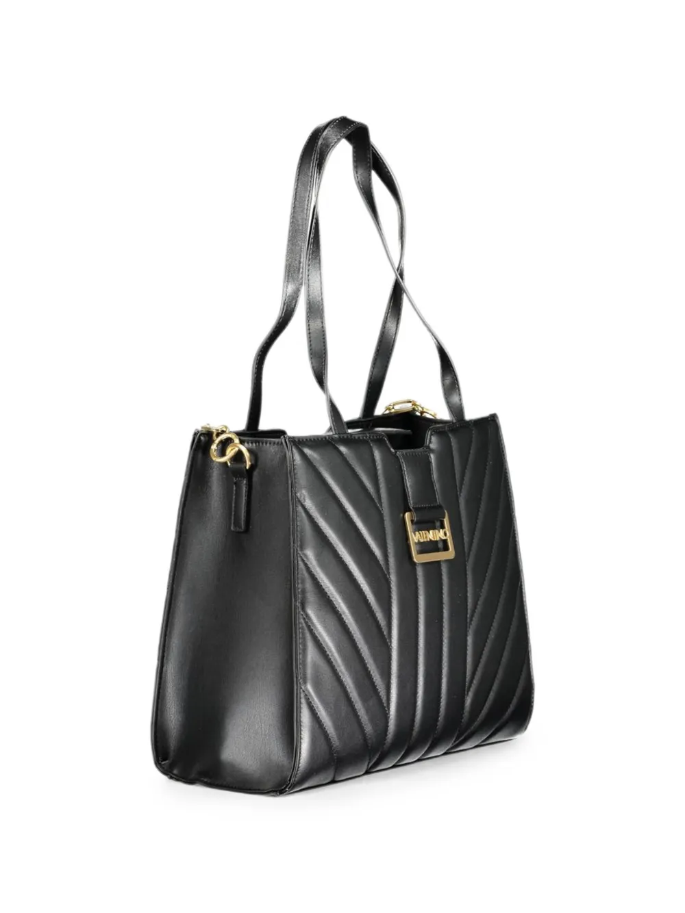 MARIO VALENTINO Gevoerde shopper met chevron streep Zwart