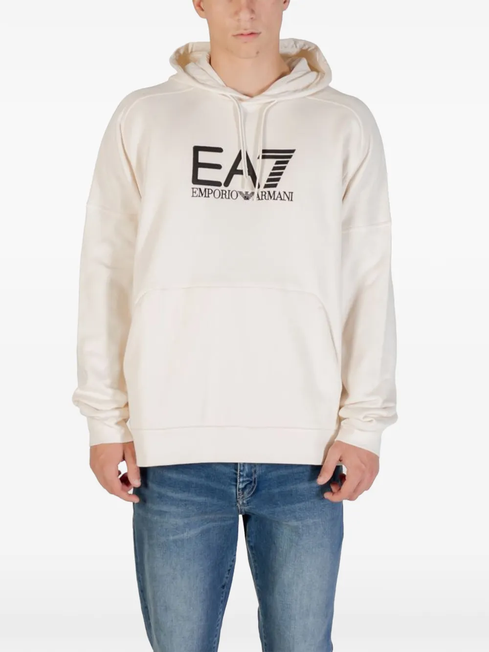 Ea7 Emporio Armani logo-print hoodie - Toni neutri