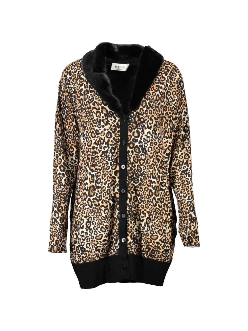 Blugirl leopard-print faux-fur collar cardigan - Nude