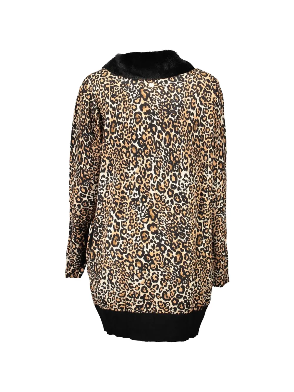 Blugirl Vest met kraag van imitatiebont en luipaardprint Beige