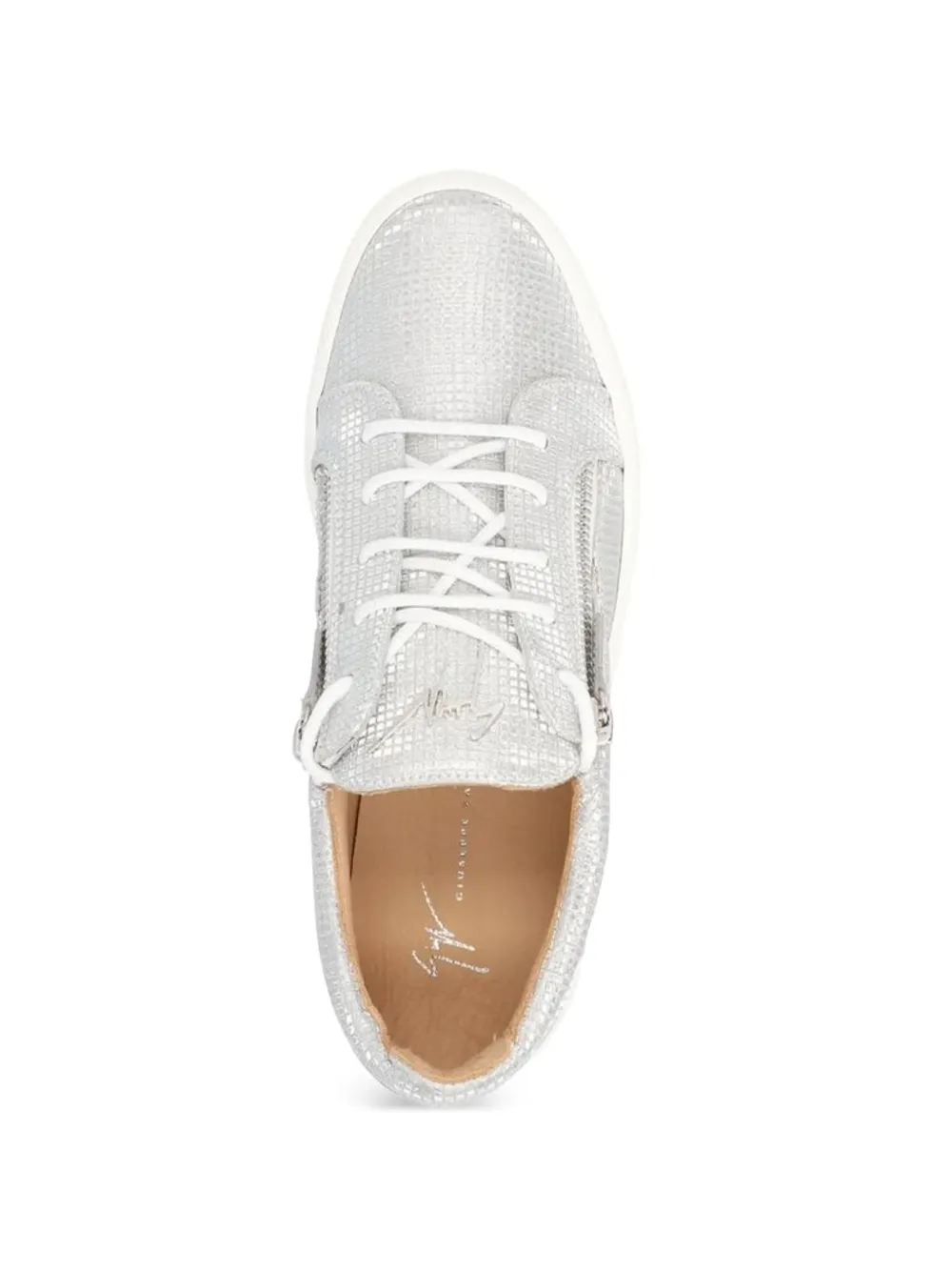 Giuseppe Zanotti textured-finish side-zip lace-up sneakers Zilver