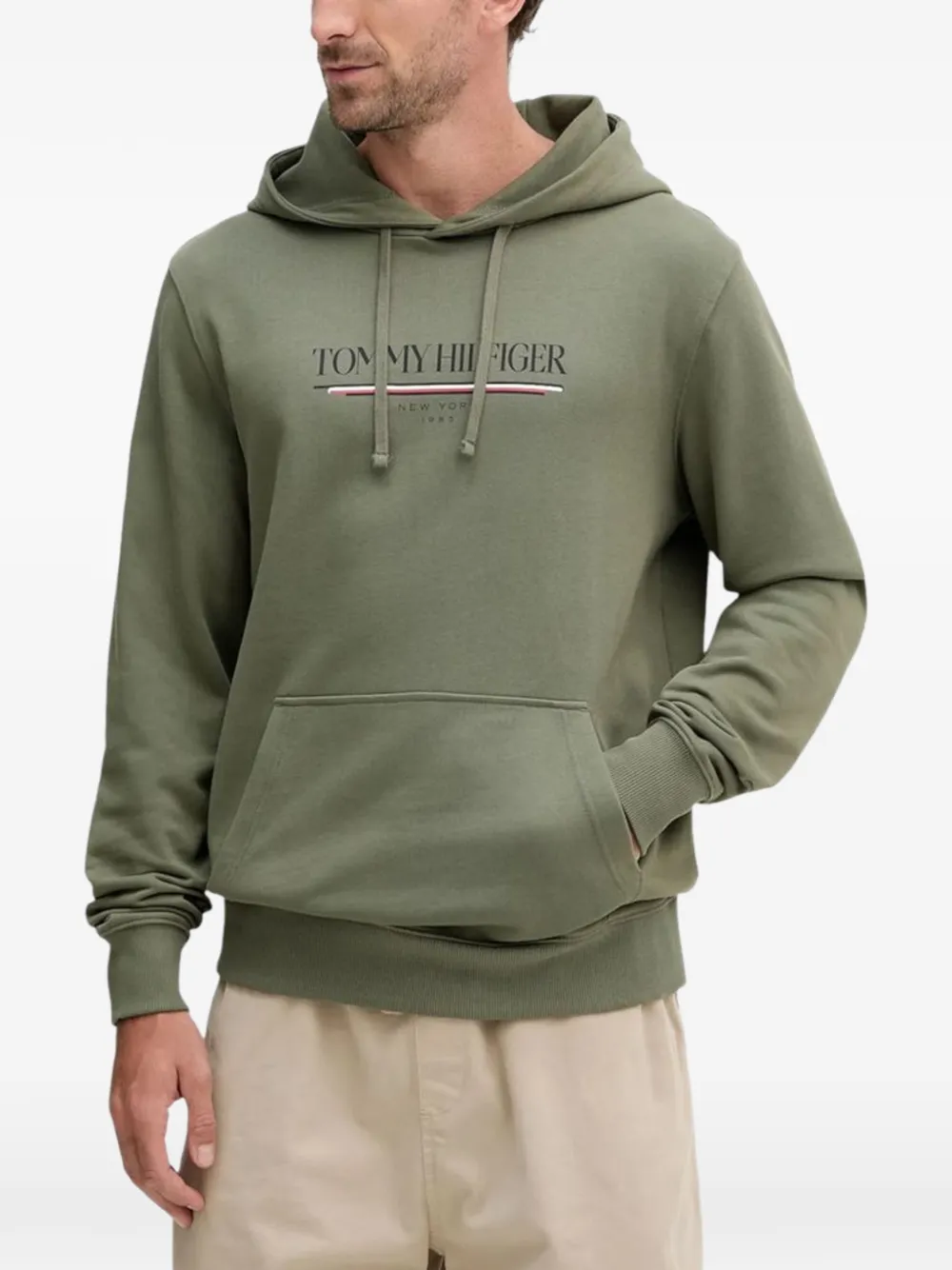 Tommy Hilfiger logo-detail drawstring hoodie - Verde