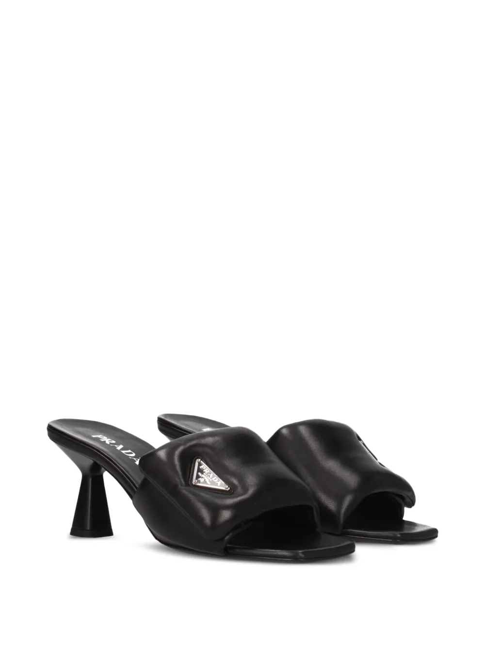 Prada padded leather sandals Zwart