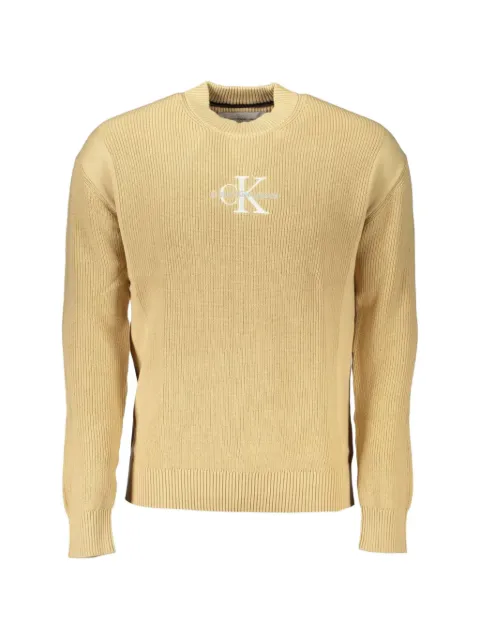 Calvin Klein ribbed-knit embroidered-logo sweater
