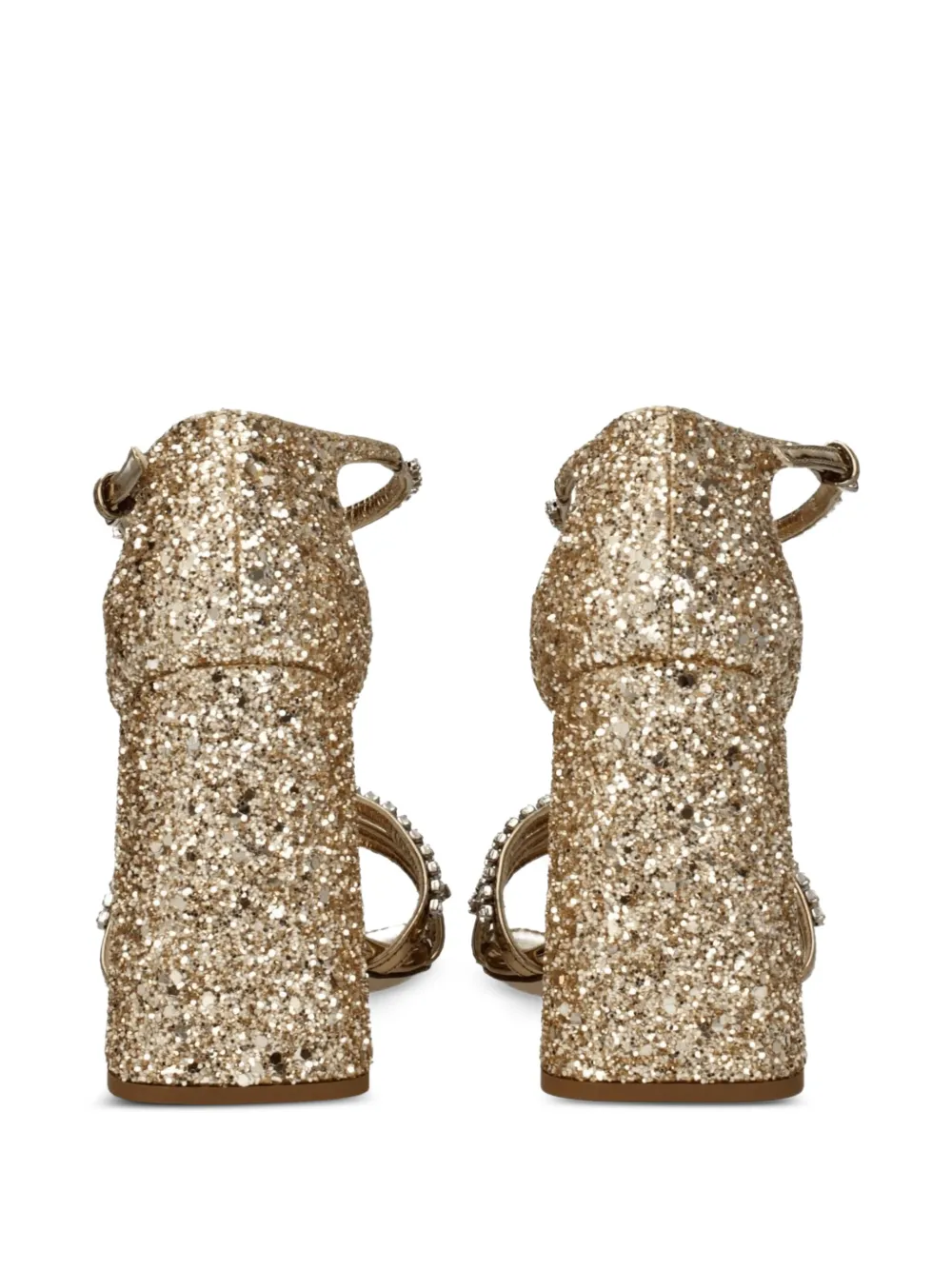 Miu crystal-embellished glitter sandals Goud