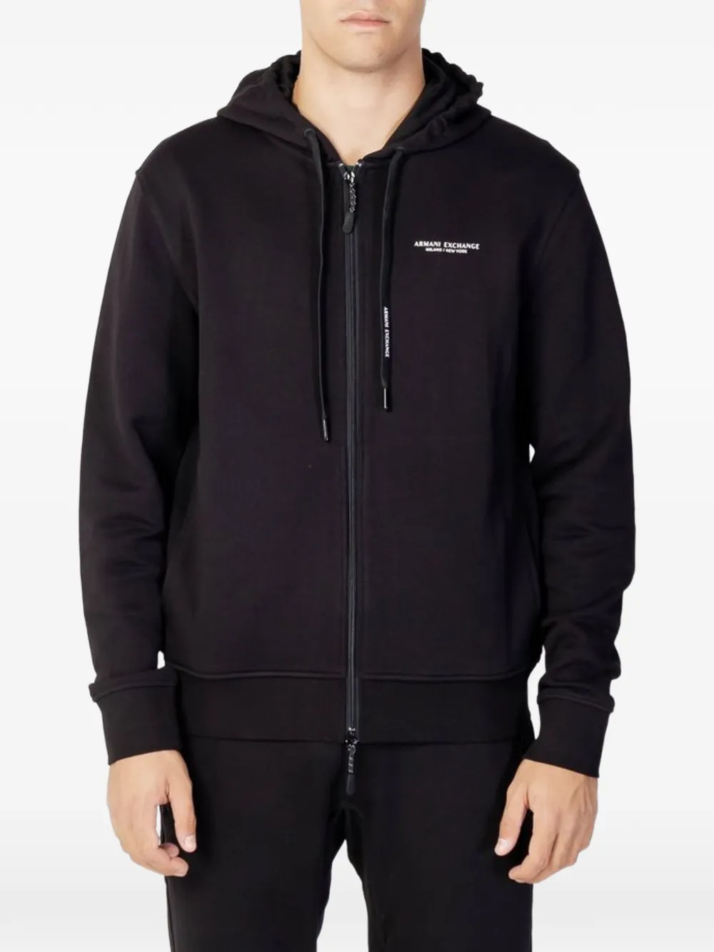 Armani Exchange logo-print zip-up hoodie - Black