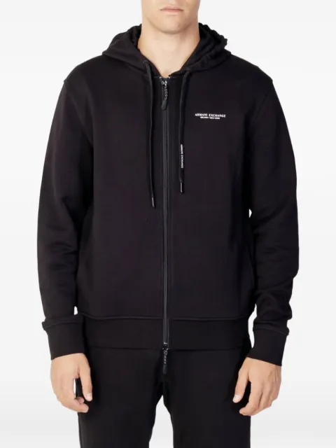 Armani Exchange logo-print zip-up hoodie